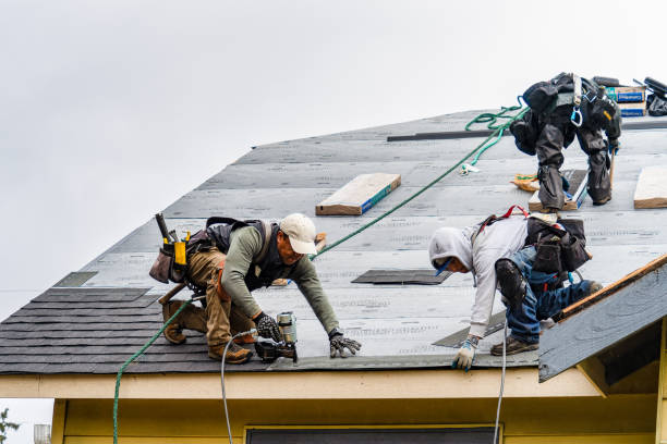 Professional Gutter Installation technician working in Elberfeld, IN